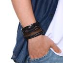 Kit Men Hype - Conjunto de 4 Pulseiras de Couro