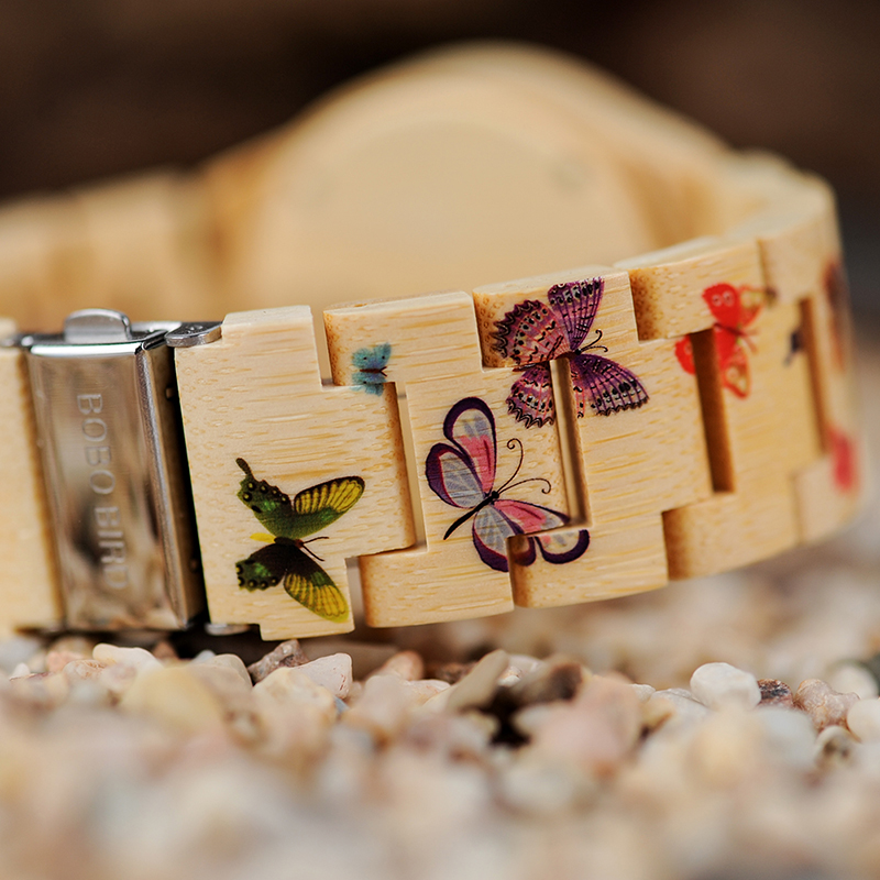 Relógio de Madeira Butterfly