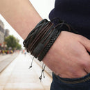 Kit Men Hype - Conjunto de 4 Pulseiras de Couro